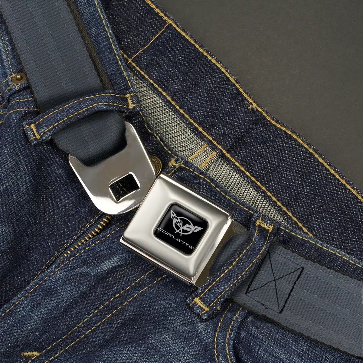 Buckle-Down Men's Seatbelt Buckle Belt, 1.5 Inch Wide, Black Regular | Fashion & Function - view 2