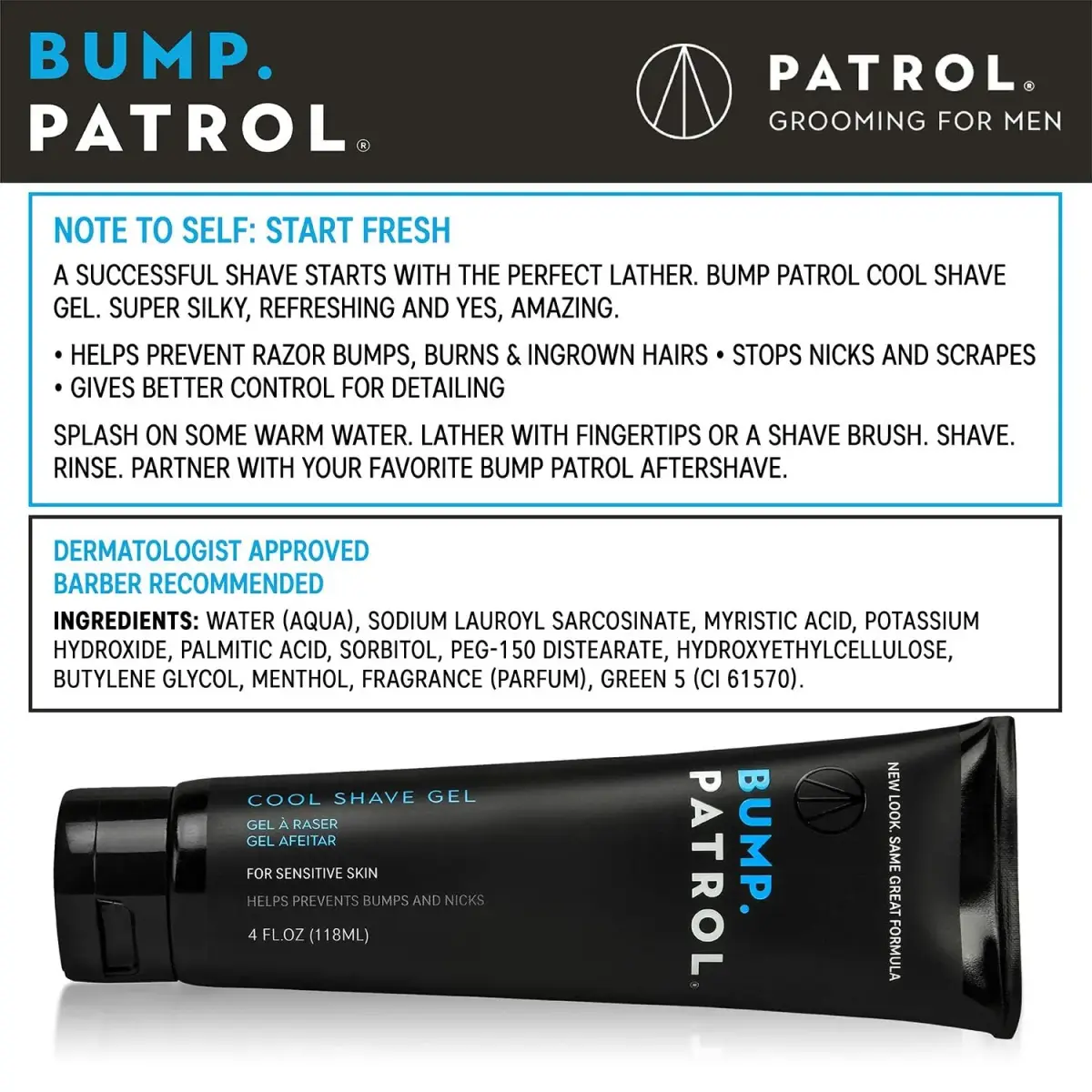 Bump Patrol Cool Shave Gel - Sensitive Clear Shaving Gel With Menthol 236ml (8 Fl Oz) | Prevents Razor Burn, Bumps, Ingrown Hair - view 2