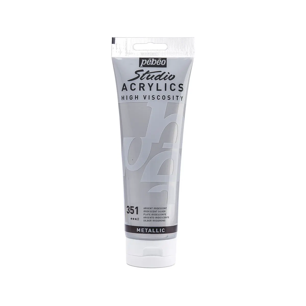 PEBEO Studio Acrylics High Viscosity 250 ml Iridescent Silver | Rich Pigments, Thick Consistency, Suitable for Layers & Mixed Media - main product image