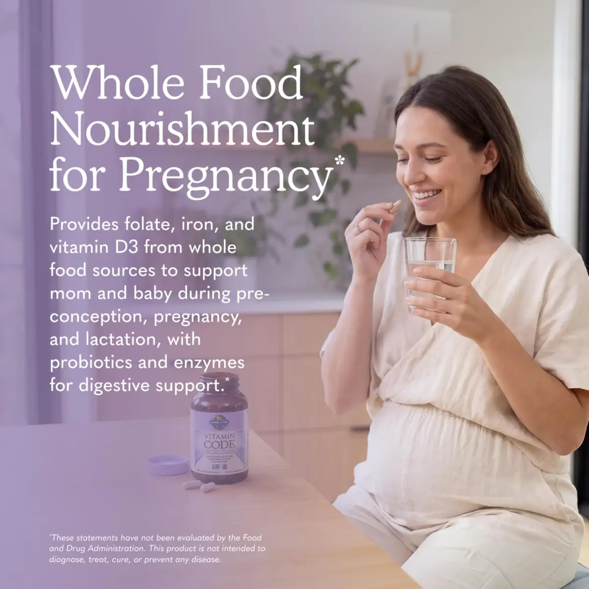 Garden of Life Vitamin Code Raw Prenatal Multivitamin for Women with Iron, Folate, Probiotics and Whole Food Nutrients - Immune and Cellular Energy Support, Non-GMO, Gluten-Free, Kosher, 180 Count - view 2