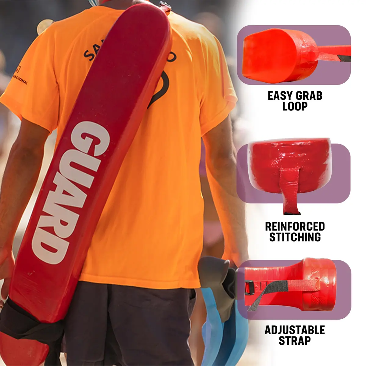 Kemp USA 40-Inch Lifeguard Rescue Tube Red with Reinforced Strap and Reach Assist Loop | Professional Water Safety Flotation Device - view 6