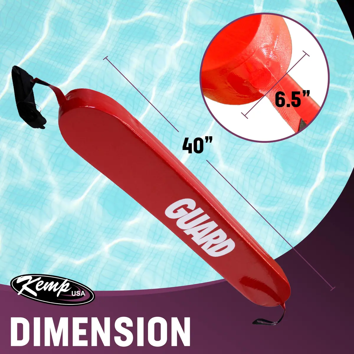 Kemp USA 40-Inch Lifeguard Rescue Tube Red with Reinforced Strap and Reach Assist Loop | Professional Water Safety Flotation Device - view 2