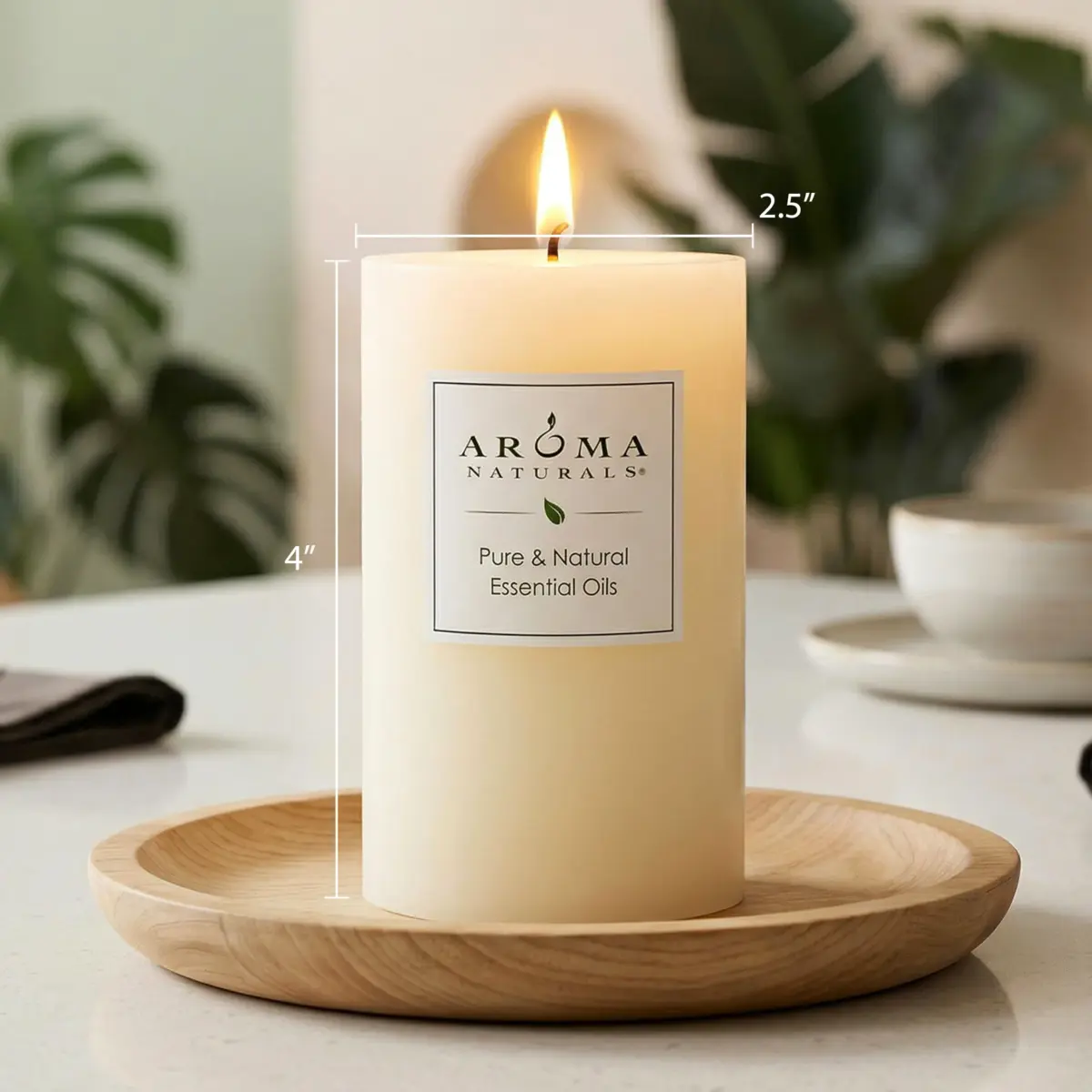 Aroma Naturals Orange, Clove & Cinnamon Pillar Candle 6.35cm x 10.16cm | Natural Essential Oil Scented - view 5