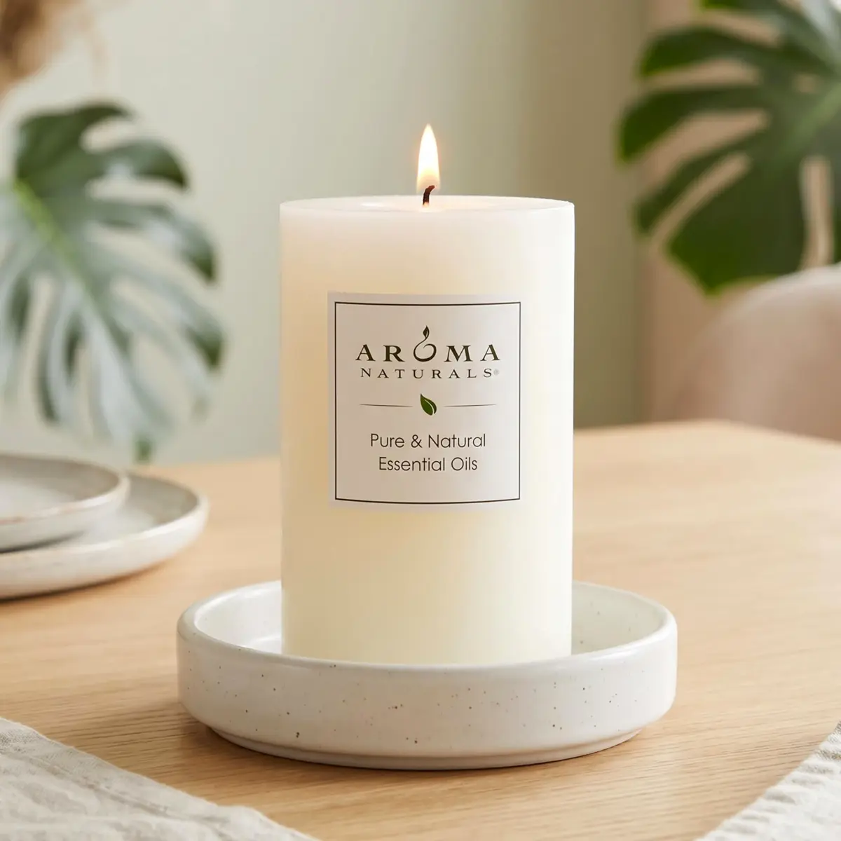 Aroma Naturals Orange, Clove & Cinnamon Pillar Candle 6.35cm x 10.16cm | Natural Essential Oil Scented - view 7