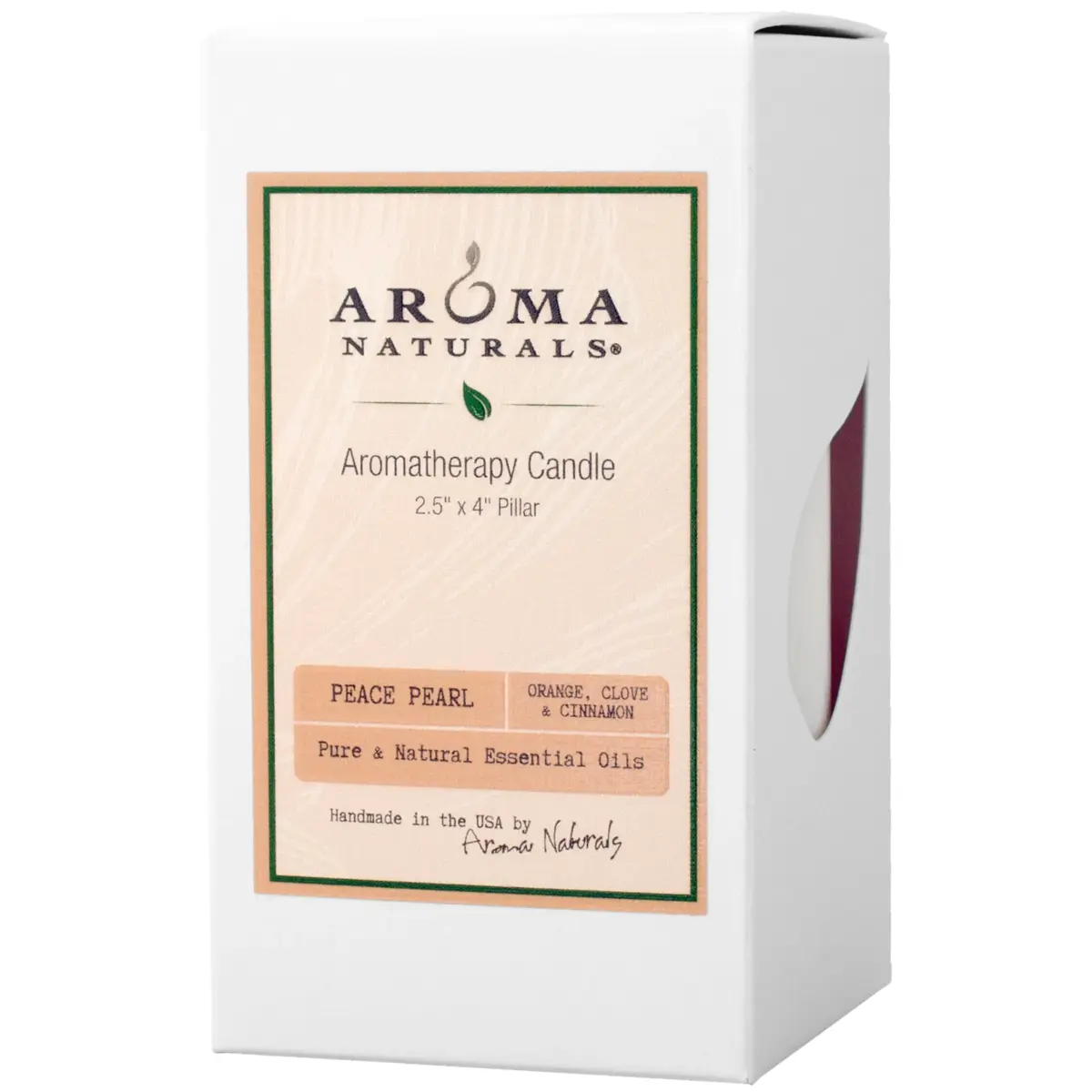 Aroma Naturals Orange, Clove & Cinnamon Pillar Candle 6.35cm x 10.16cm | Natural Essential Oil Scented - view 2