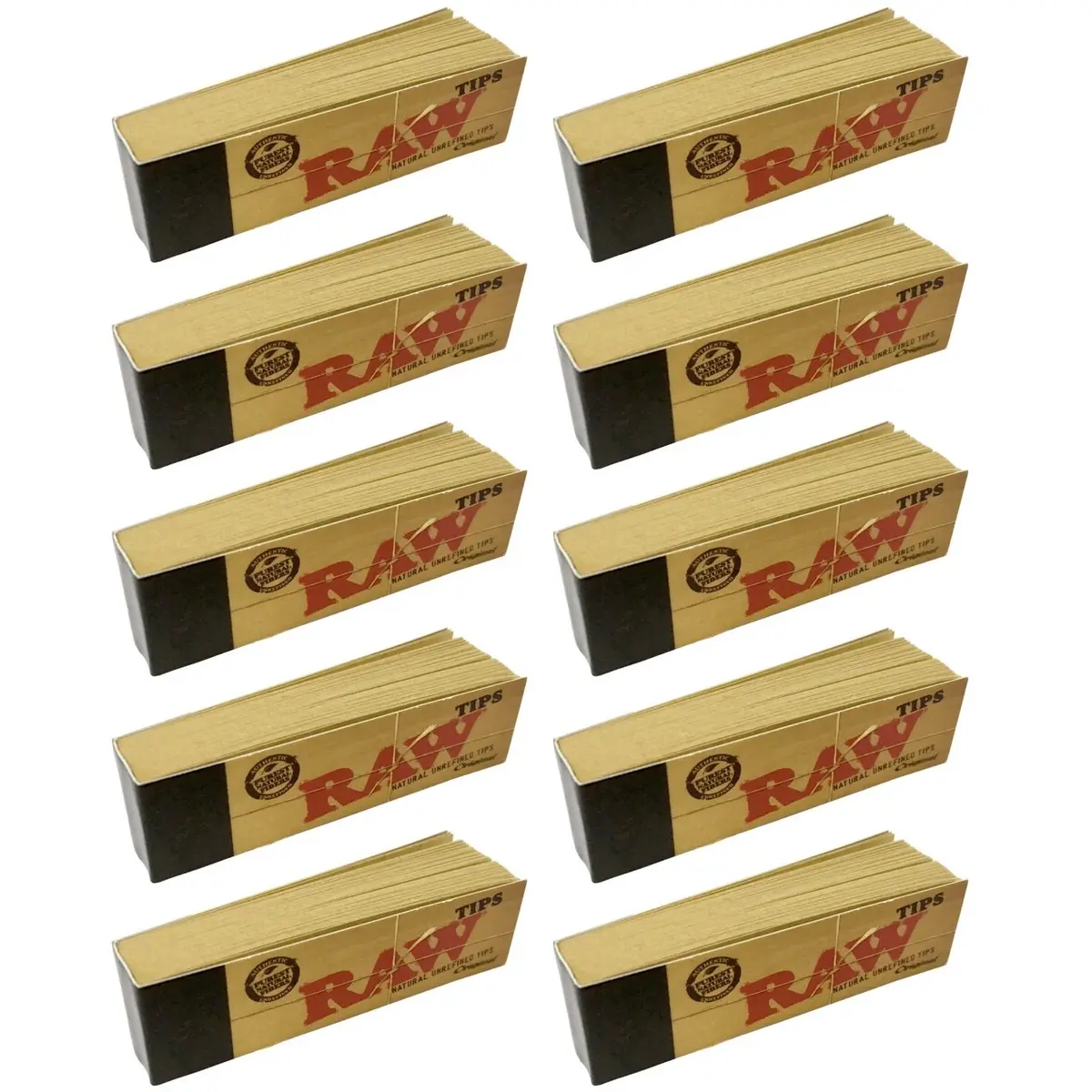 RAW Unbleached Filter Tips 10 Pack | 500 Tips for Smooth Rolling in India - view 2