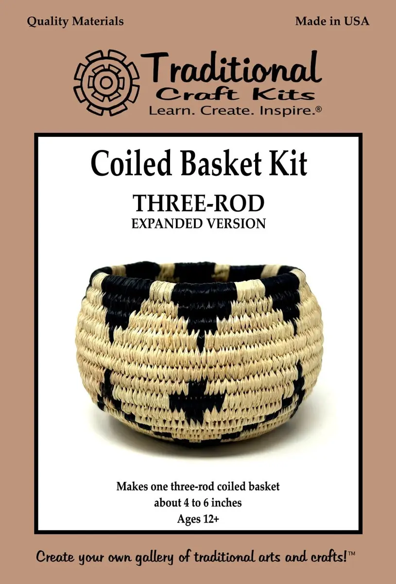 Traditional Craft Kits Coiled Basket Weaving Kit Expanded Version 156 g (5.5 oz) | Intermediate Craft Project with Raffia, Fiber Rush, and Needles - main product image