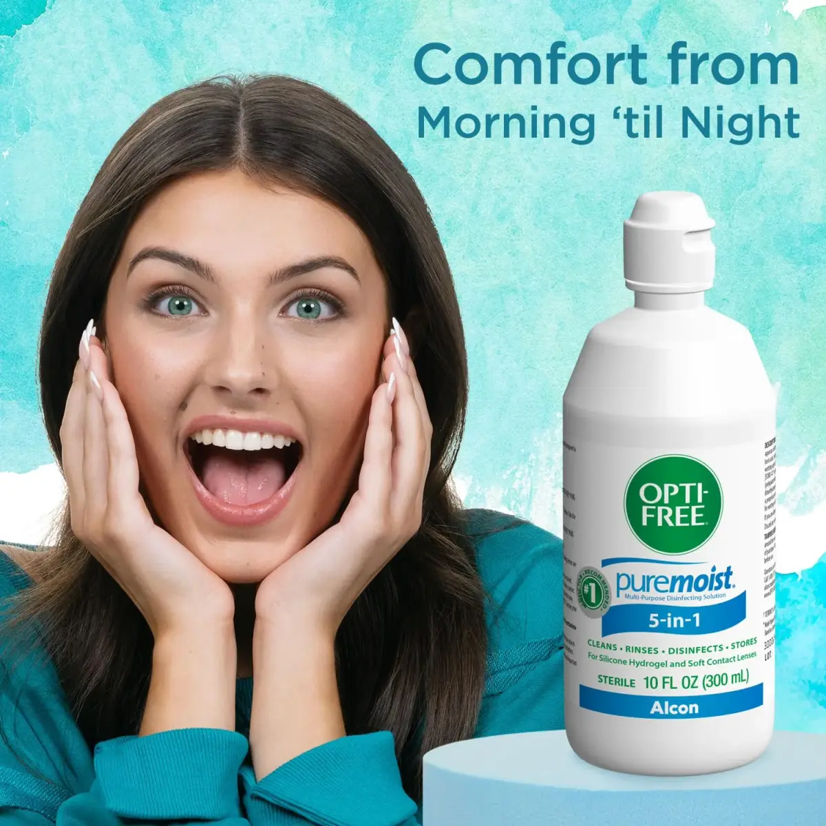 Opti-Free Puremoist Multi-Purpose Contact Lens Solution 296ml (10 Fl Oz) | Doctor Recommended for All-Day Comfort - view 4