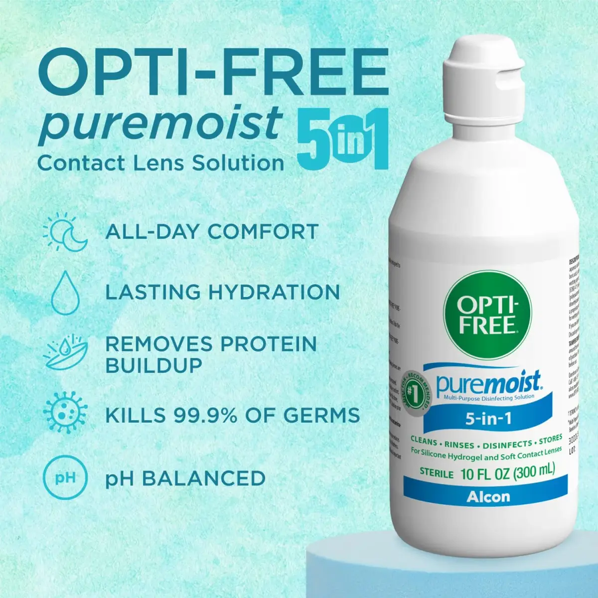 Opti-Free Puremoist Multi-Purpose Contact Lens Solution 296ml (10 Fl Oz) | Doctor Recommended for All-Day Comfort - view 3