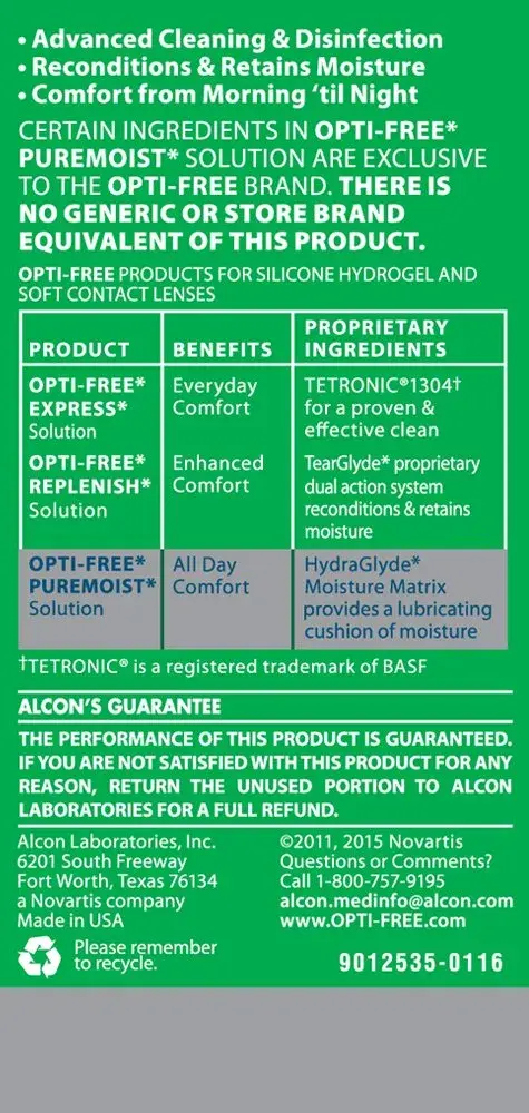 Opti-Free Puremoist Multi-Purpose Contact Lens Solution 59ml (2 Fl Oz) | Doctor Recommended for All-Day Comfort - view 3