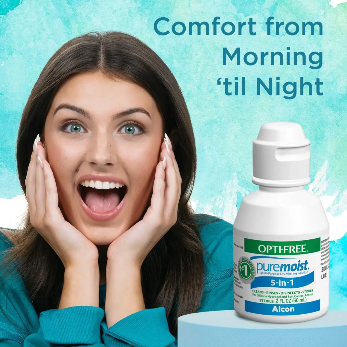 Opti-Free Puremoist Multi-Purpose Contact Lens Solution 59ml (2 Fl Oz) | Doctor Recommended for All-Day Comfort - view 4