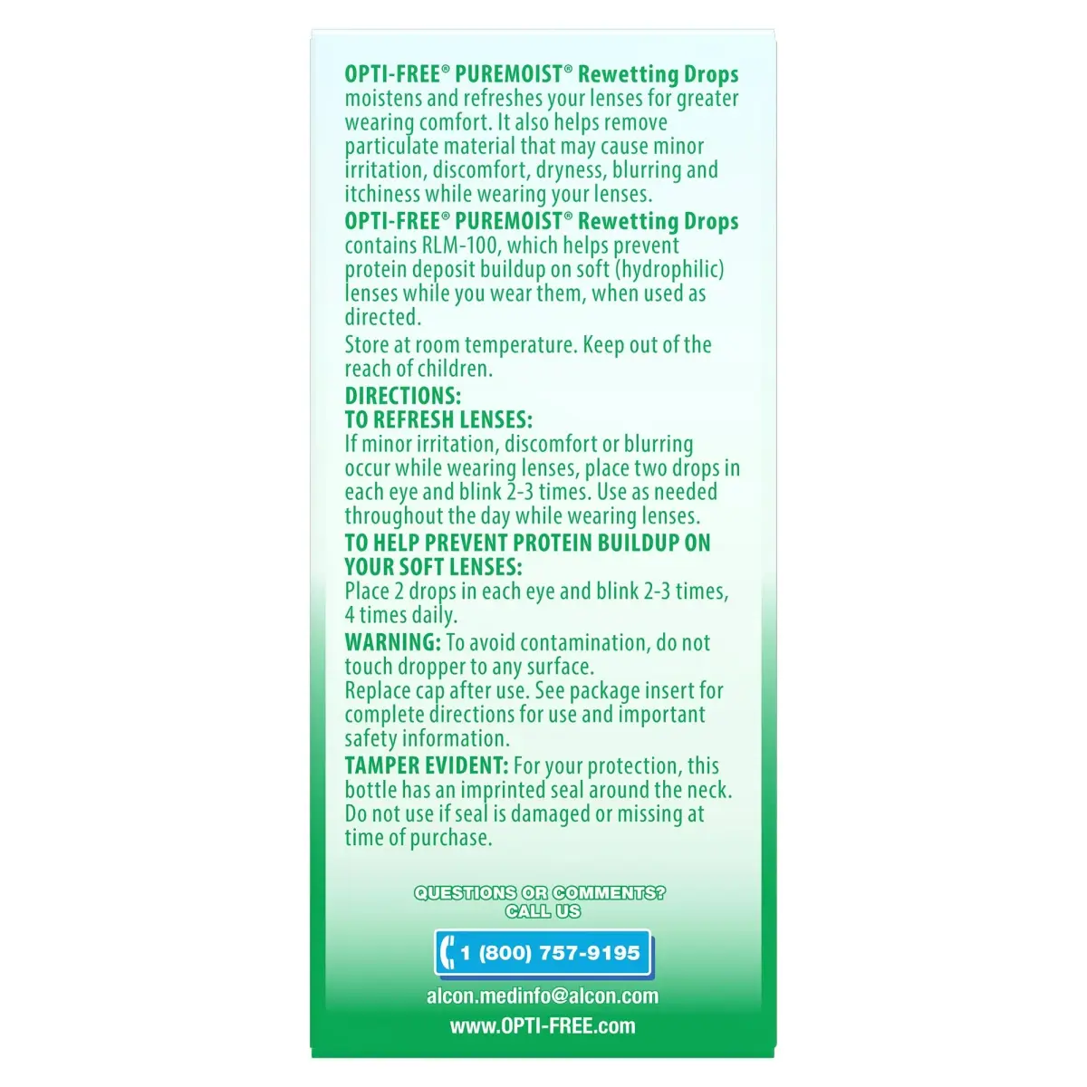 Opti-Free Puremoist Contact Lens Rewetting Drops 12 mL (0.4 Fl Oz) | FDA Approved for All Soft Lenses - view 5