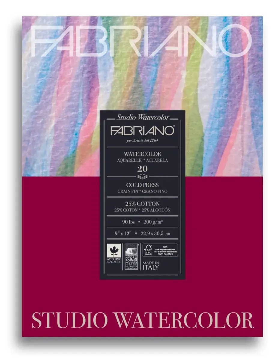 Fabriano Studio Watercolor Pad Cold-Press 25ml (0.811 Fl Oz) | Acid-Free Paper for Artists - main product image