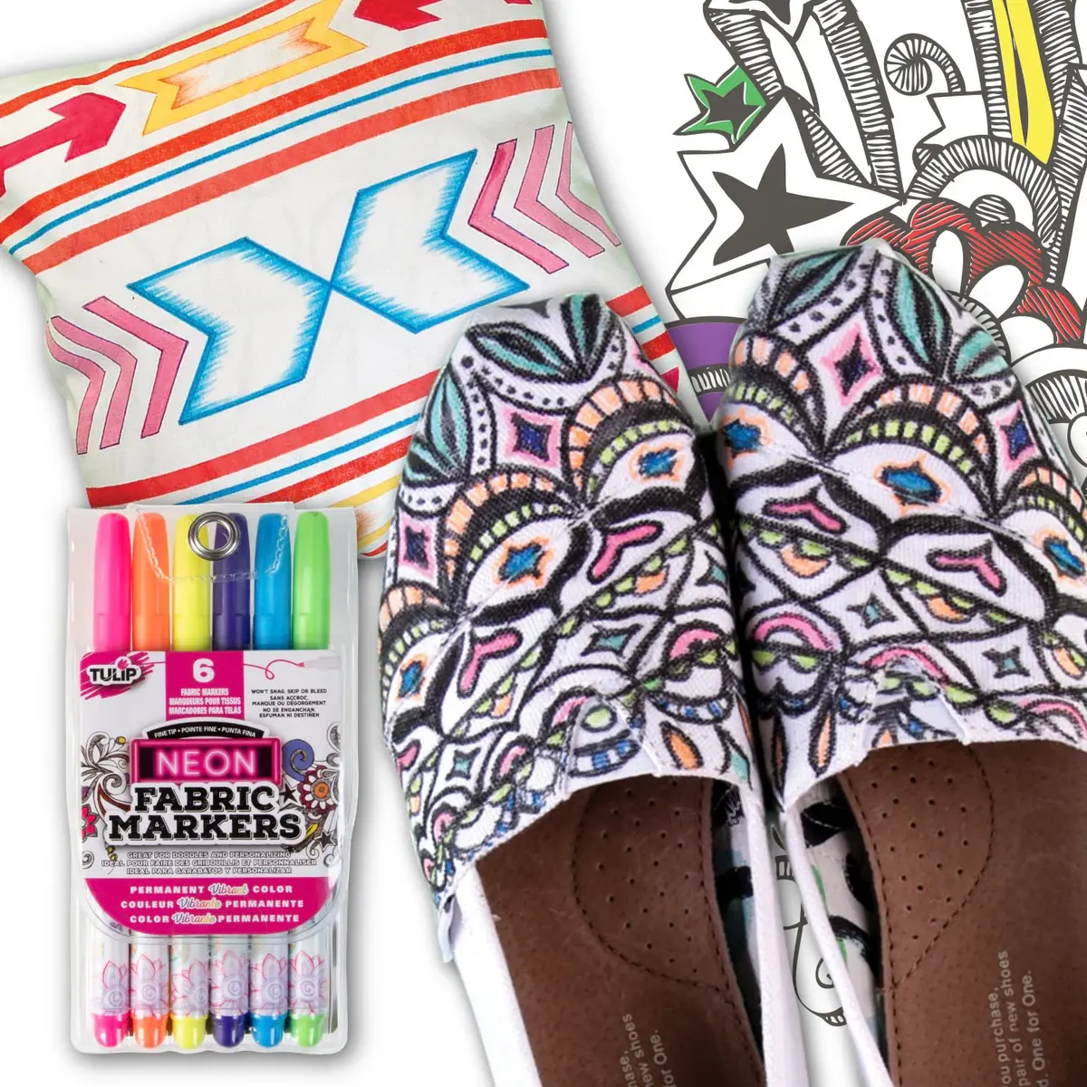 Tulip Permanent Fabric Markers Neon 6 Pack | Fine Tip, Child Safe, Non-Toxic, Wash-Fast - view 6