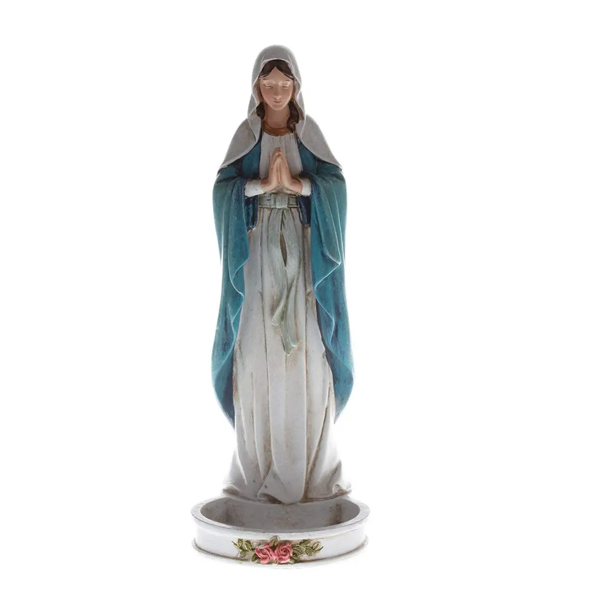CB Virgin Mary Rosary Holder Statue 8 Inch | Religious Collectible Figurine with Rose Pattern - main product image