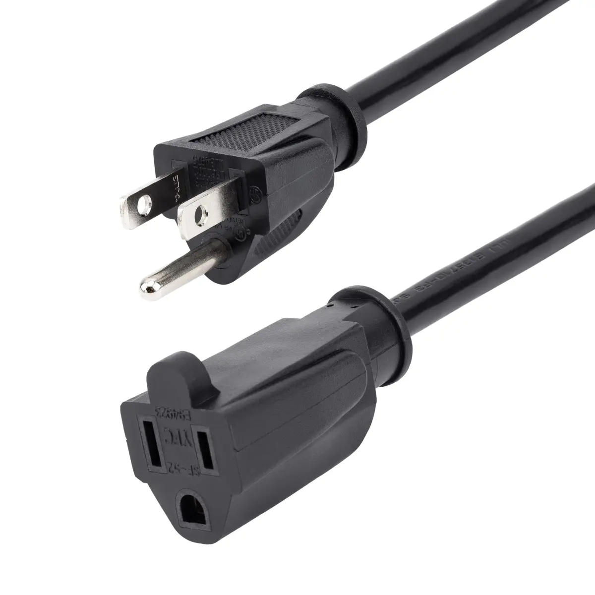 StarTech.com 25ft Power Extension Cord 7.6m | NEMA 5-15R to NEMA 5-15P, 13A 125V, 16AWG, Black - main product image