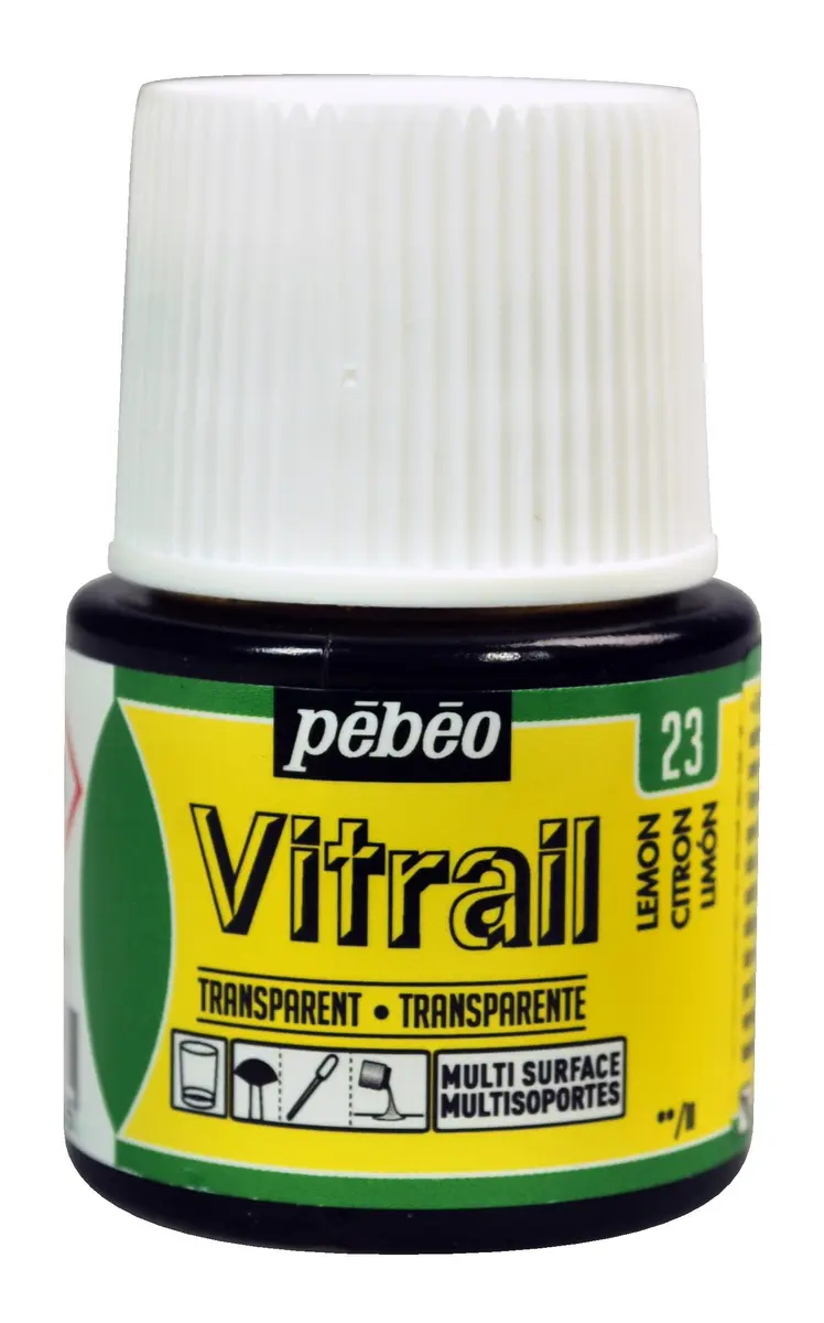 PEBEO Vitrail Stained Glass Effect Paint 45 ml Lemon | Glossy, Transparent & Opale Finishes - main product image