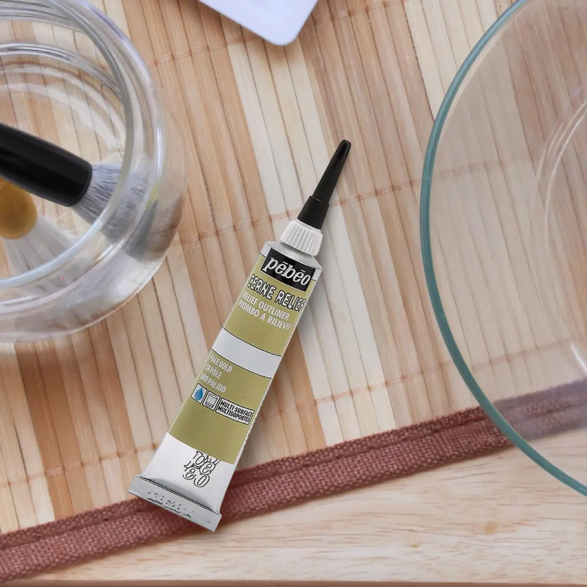 Pebeo Vitrail Cerne Relief Dimensional Paint 20ml (0.68 Fl Oz) Pale Gold | Water-Based Outliner for Glass & Metal - view 2