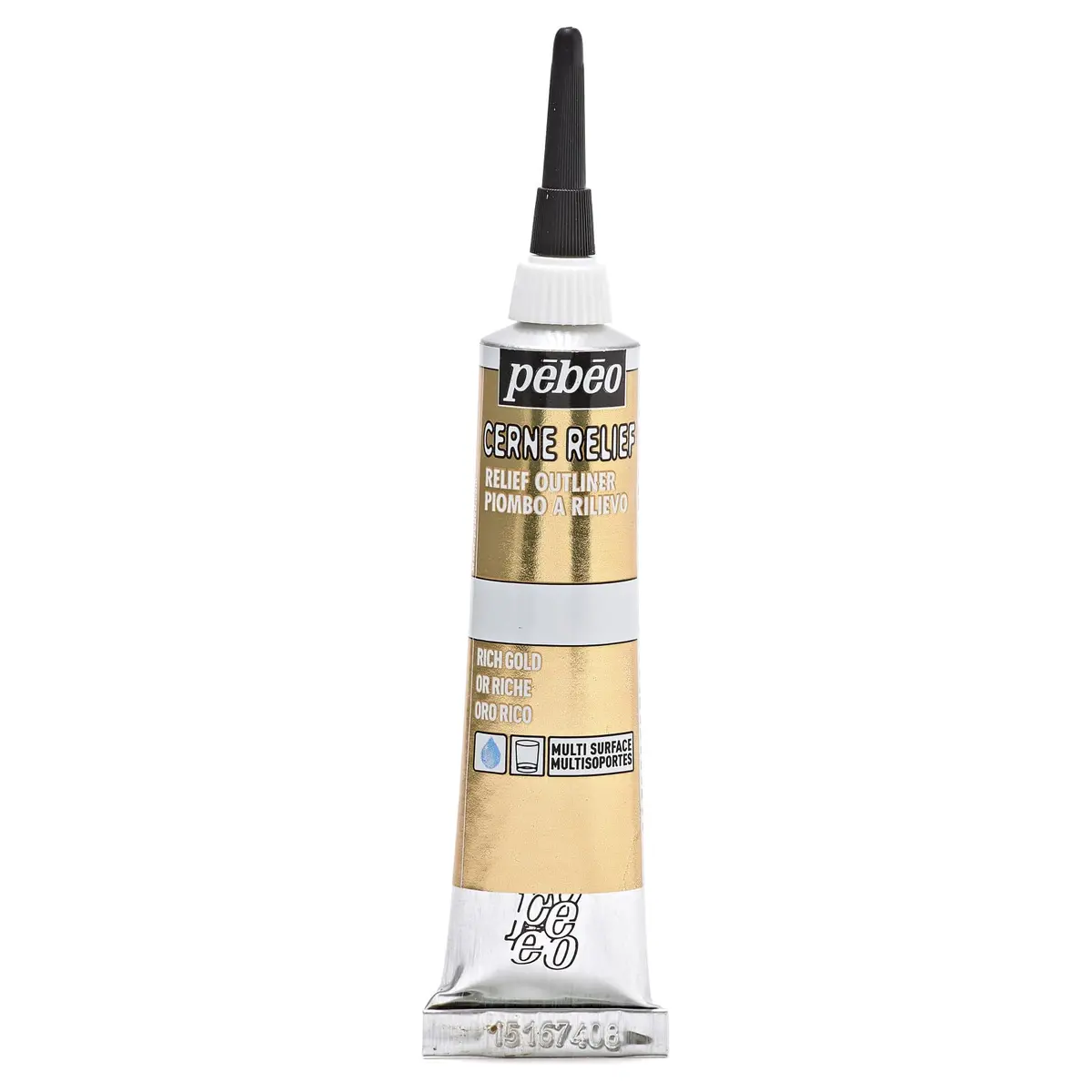 Pebeo Vitrail Cerne Relief Dimensional Paint 20ml (0.67 Fl Oz) Rich Gold | Water-Based Outliner for Glass & Metal - main product image