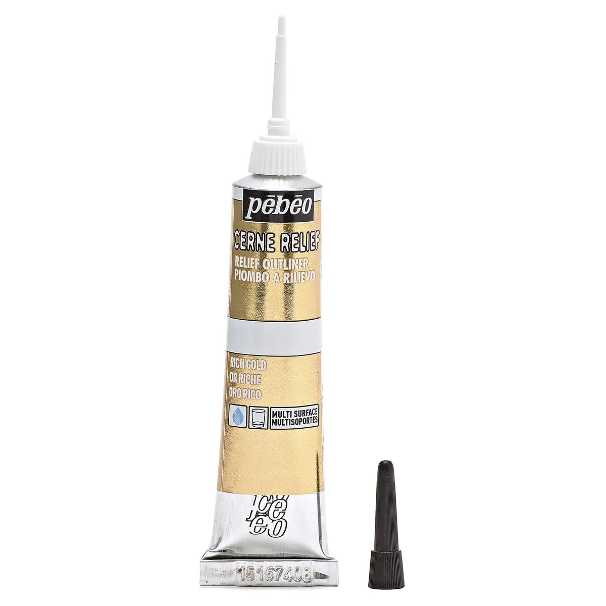 Pebeo Vitrail Cerne Relief Dimensional Paint 20ml (0.67 Fl Oz) Rich Gold | Water-Based Outliner for Glass & Metal - view 3