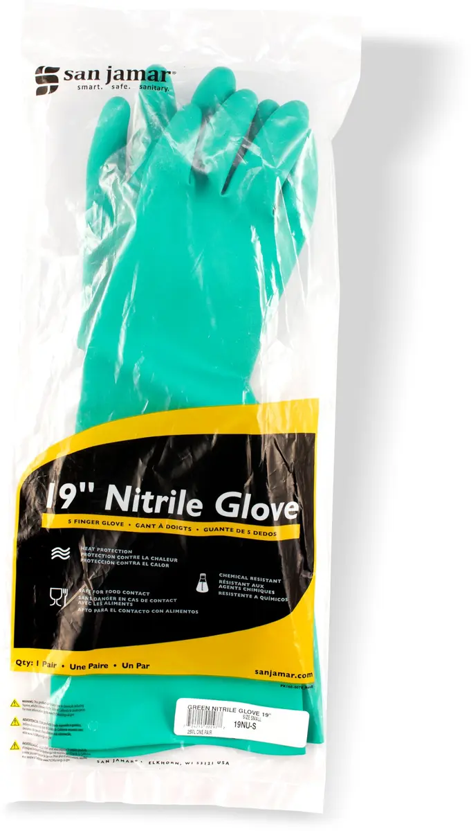 San Jamar Nitrile Dishwashing Gloves Small | Heat-Resistant, Textured Grip, Cotton Lining - view 2
