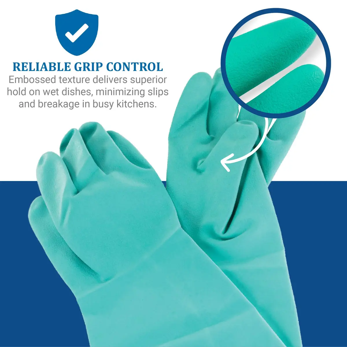 San Jamar Nitrile Dishwashing Gloves Small | Heat-Resistant, Textured Grip, Cotton Lining - view 4