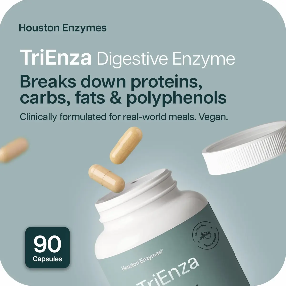 Houston Enzymes TriEnza Digestive Enzymes 90 Capsules | Supports Protein, Carb, Fat Digestion - view 2