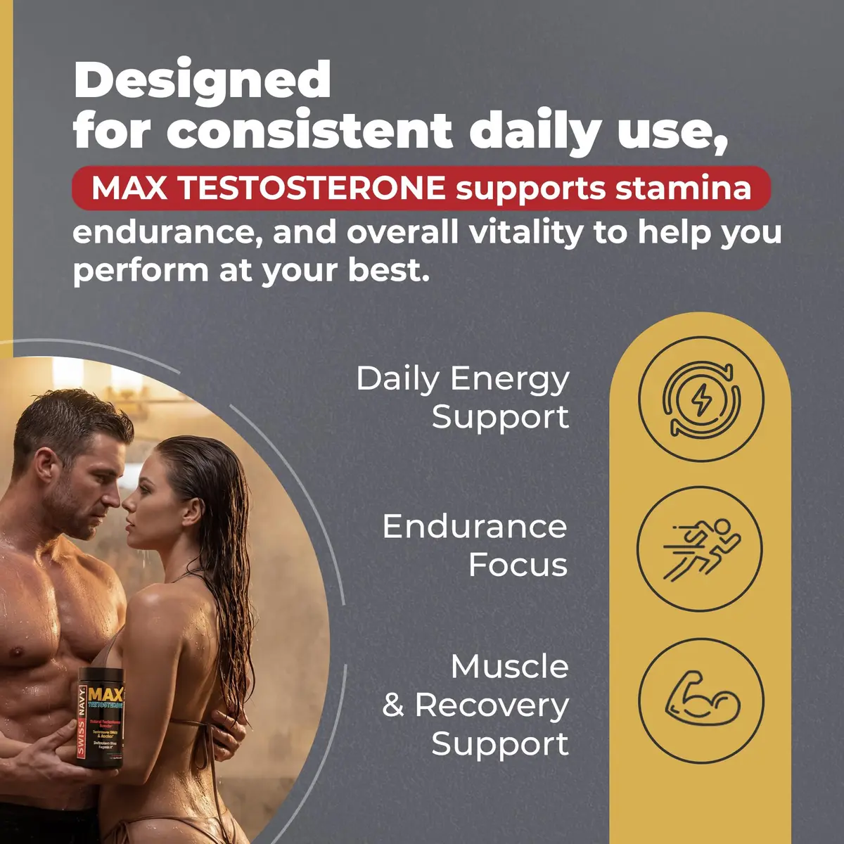 Swiss Navy MAX Testosterone - 60 Capsules | Natural Testosterone Support for Men - view 5