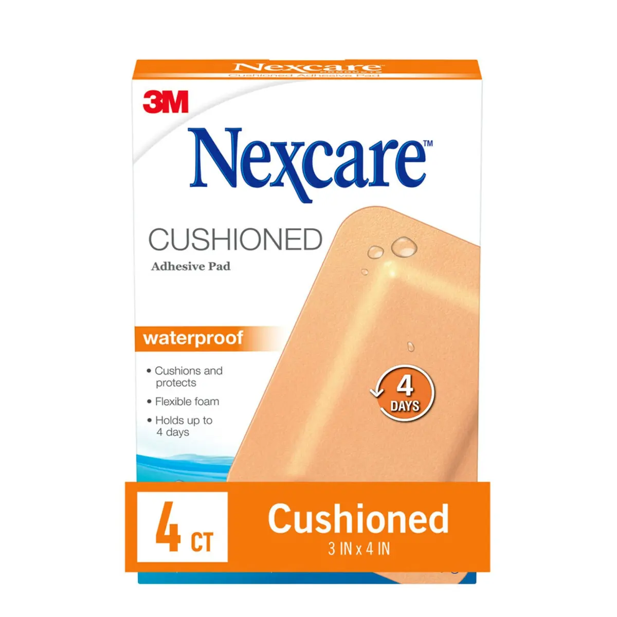Nexcare Waterproof Adhesive Gauze Pad, One Size | Cushioned, Water-Resistant Wound Cover - main product image