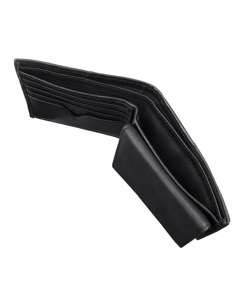 GUESS Men's Black Full-Grain Leather Passcase Wallet | RFID Blocking, 6 Card Slots, ID Window - view 3