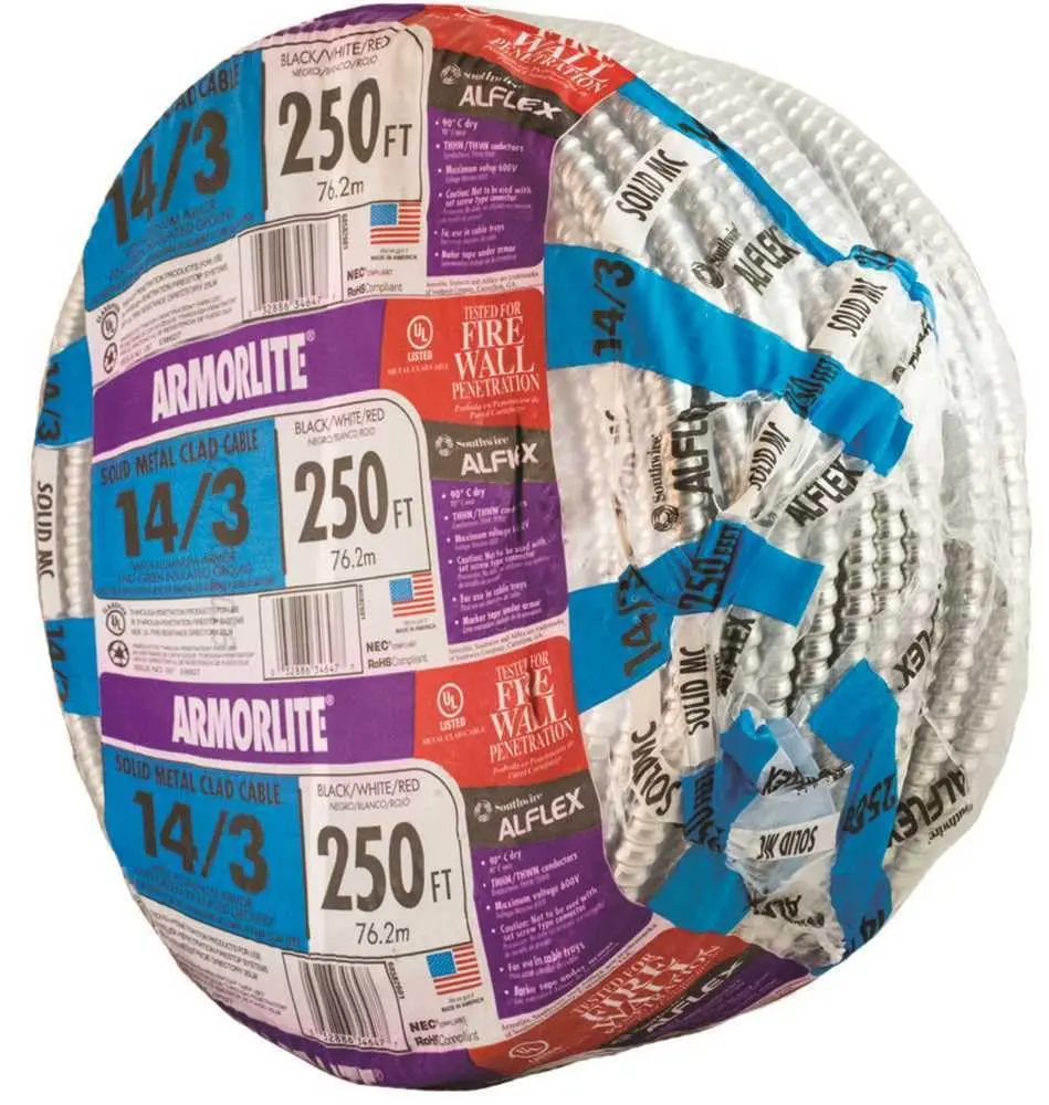 Southwire Armorlite Type MC Aluminum Armored Cable 14/3 600V 250 Ft Coil | Suitable for Commercial & Industrial Wiring - view 5