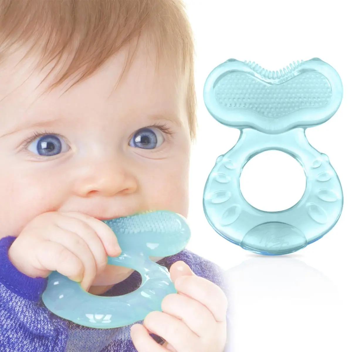 Nuby Silicone Teethe-EEZ Teether with Bristles & Case | BPA-Free, Fish Shape, 3+ Months - view 6