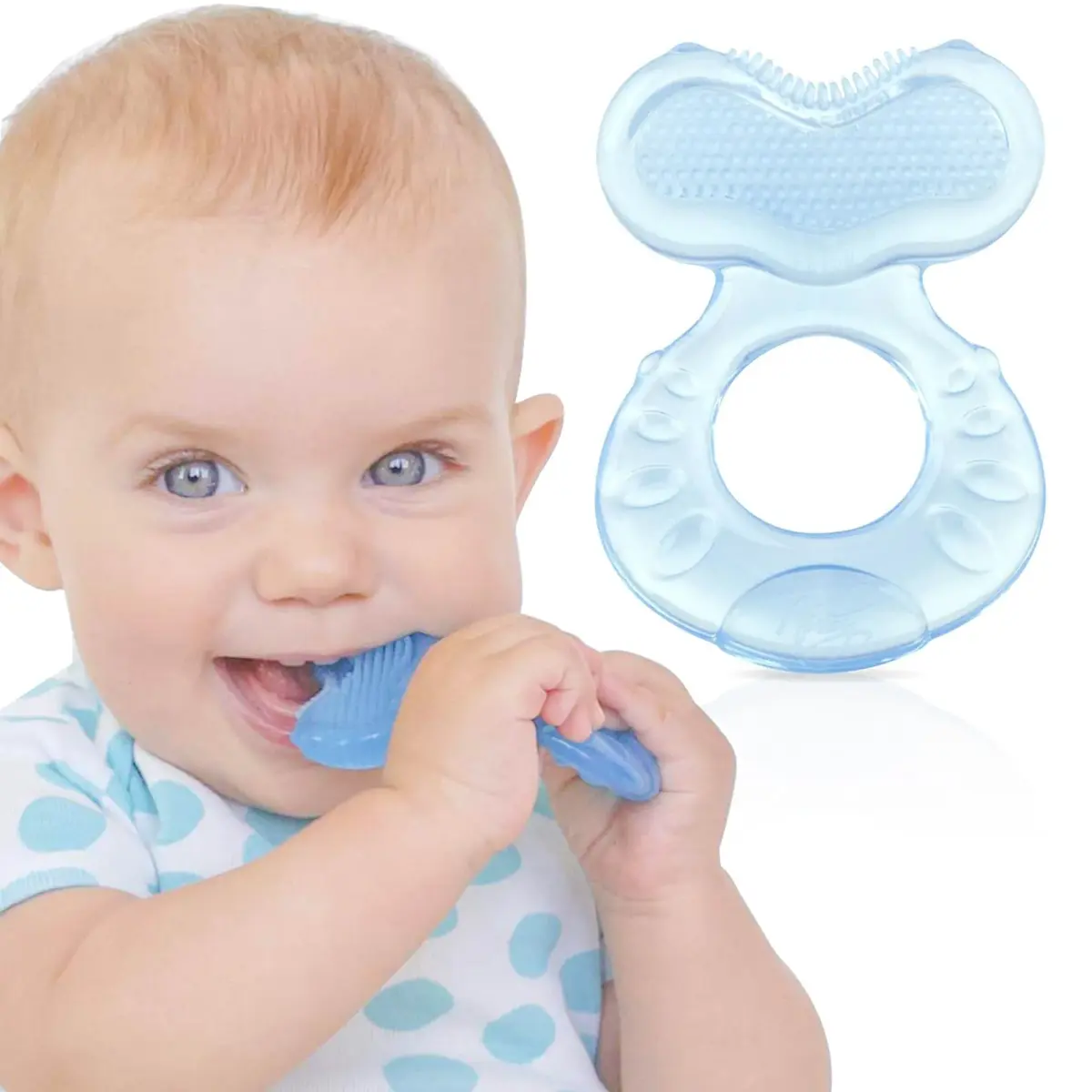 Nuby Silicone Teethe-EEZ Teether with Bristles & Case | BPA-Free, Fish Shape, 3+ Months - main product image