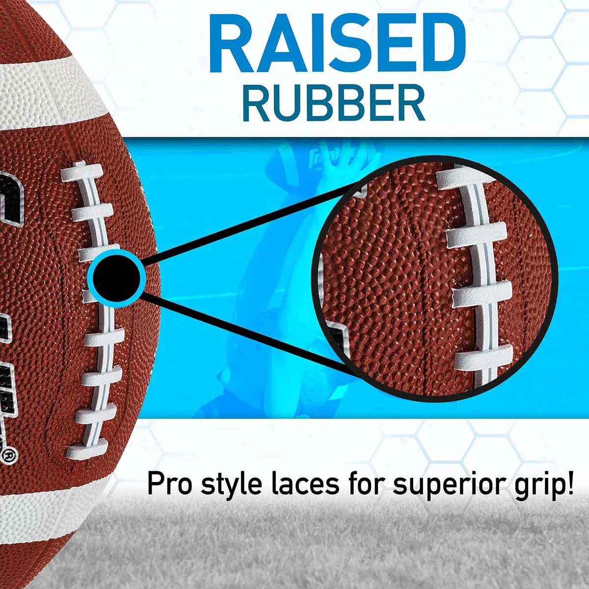 Franklin Sports Grip-Rite 100 Junior Football | Official Junior Size 10" x 6" Rubber Ball - view 4