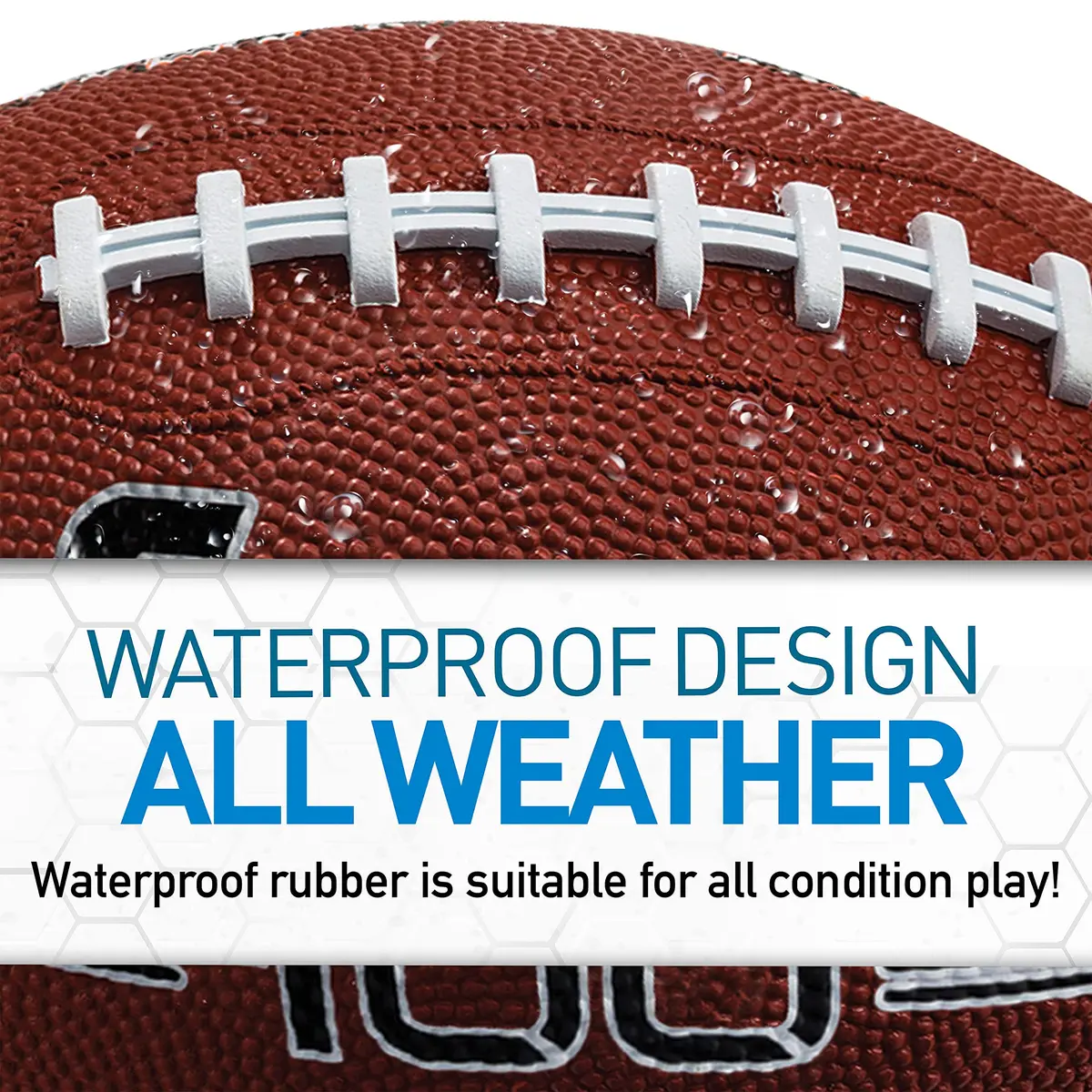 Franklin Sports Grip-Rite 100 Junior Football | Official Junior Size 10" x 6" Rubber Ball - view 3