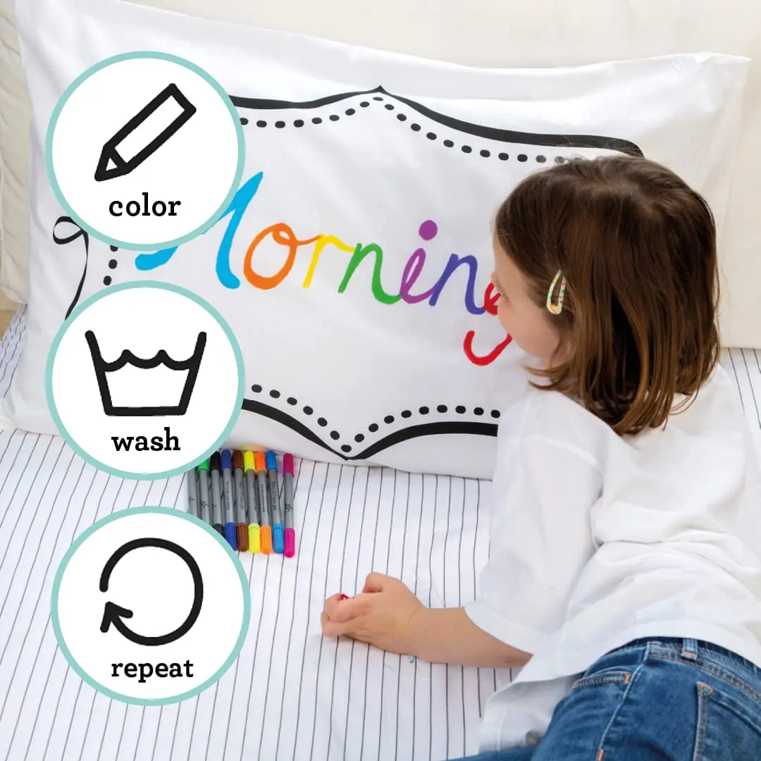 eatsleepdoodle Doodle Notebook Coloring Pillowcase, 20x30in | Reversible Cotton Pillowcase for Kids - view 5