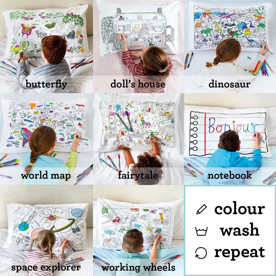 eatsleepdoodle Doodle Notebook Coloring Pillowcase, 20x30in | Reversible Cotton Pillowcase for Kids - view 7