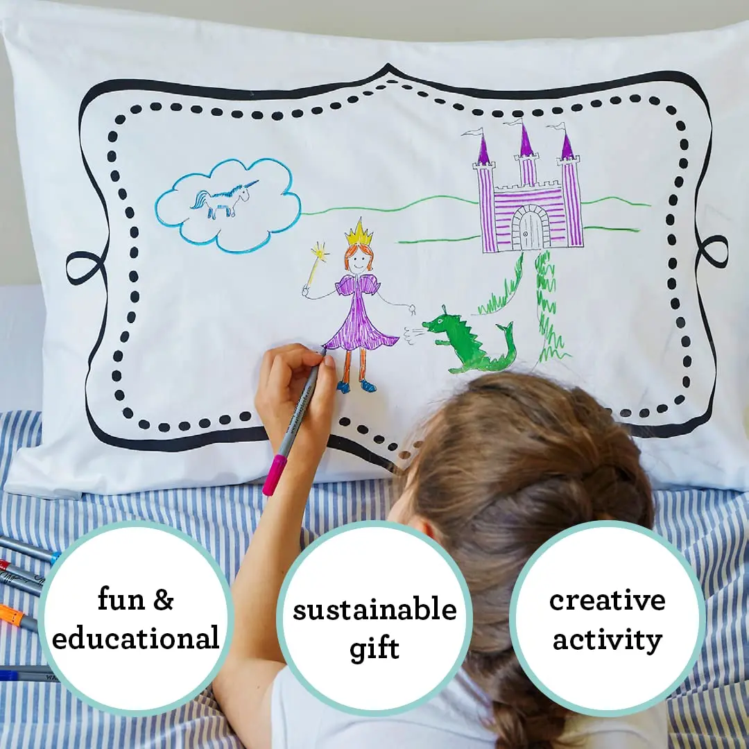 eatsleepdoodle Doodle Notebook Coloring Pillowcase, 20x30in | Reversible Cotton Pillowcase for Kids - view 3