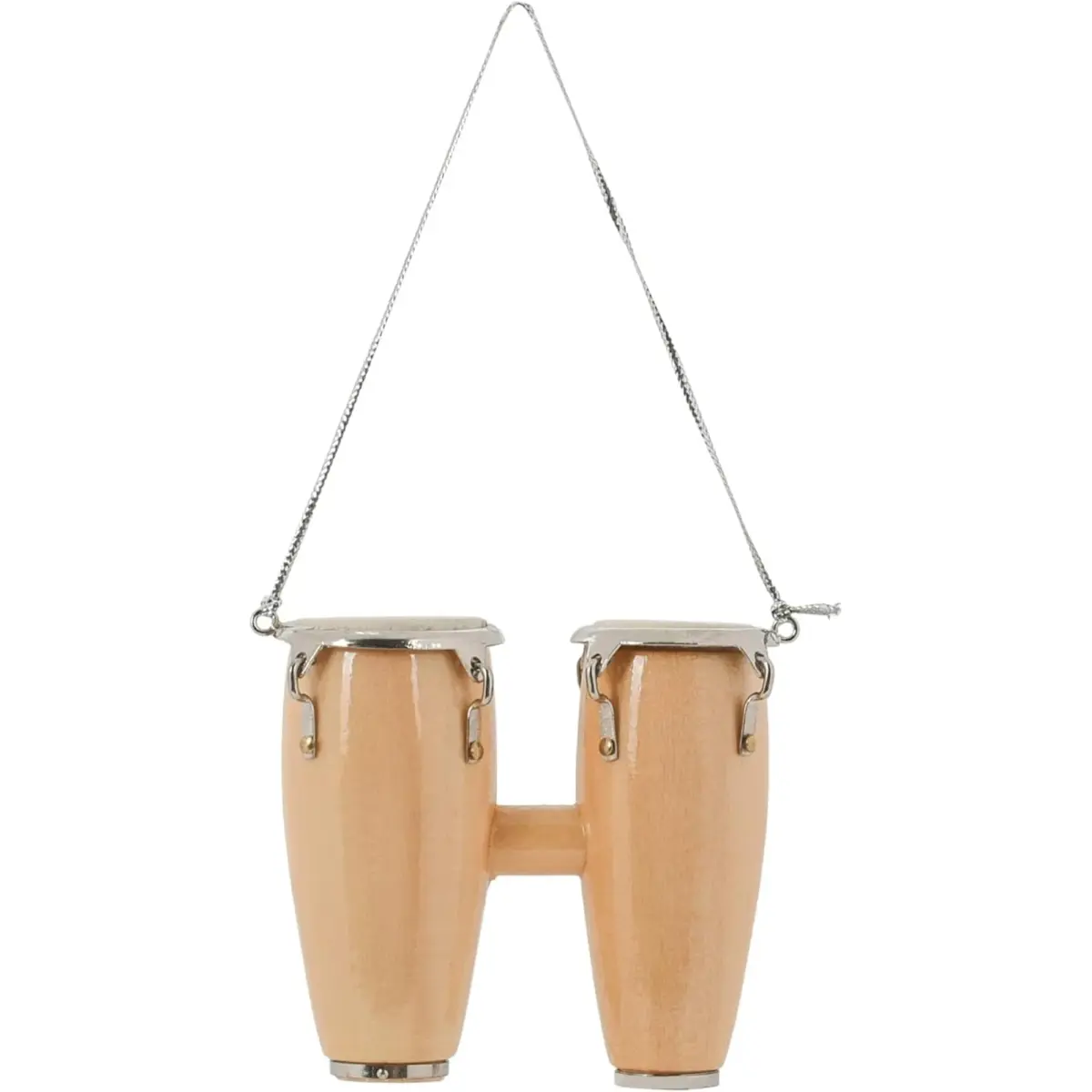 Broadway Gifts Natural Brown Wood & Brass Double Conga Drum Ornament | Realistic Musician Decor - main product image
