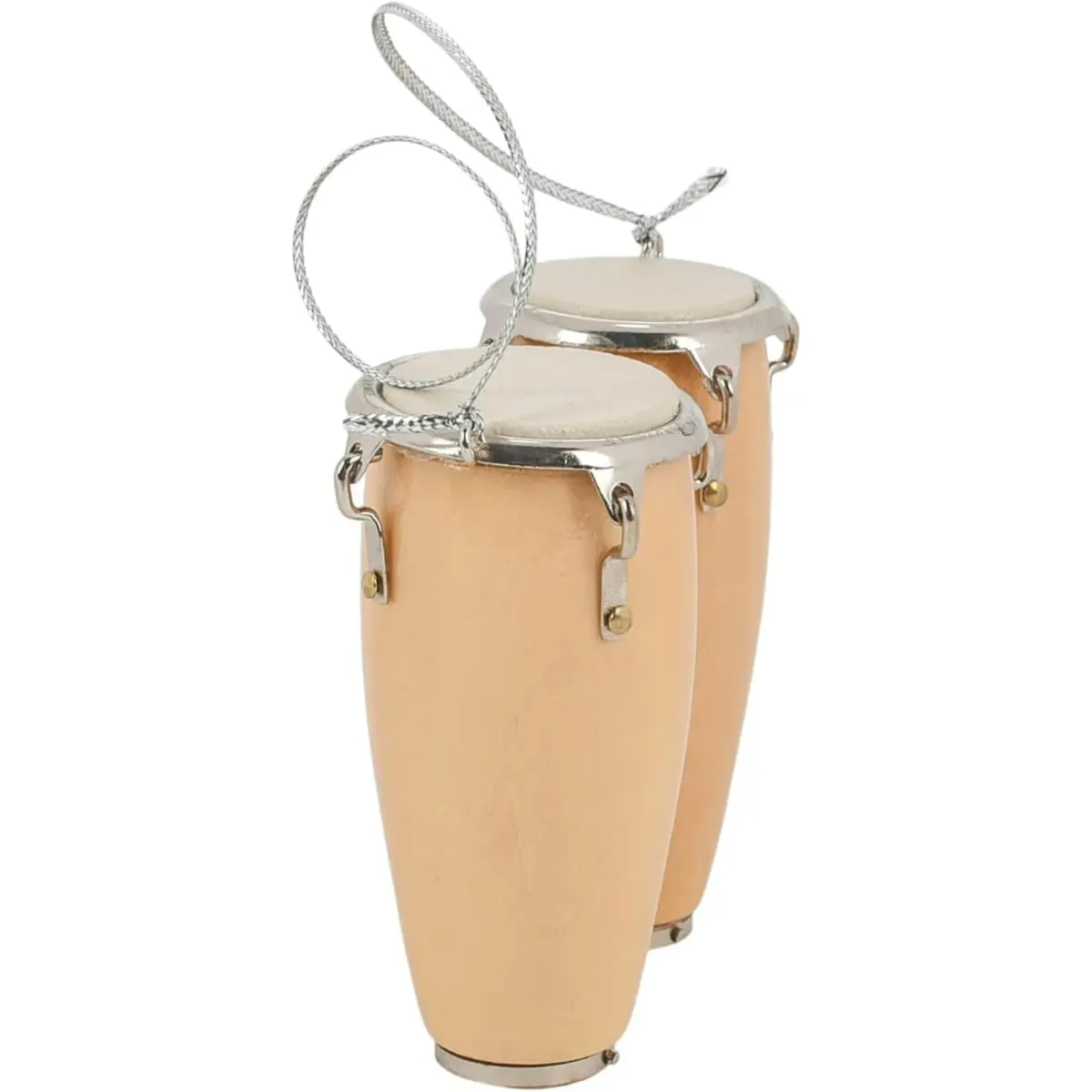 Broadway Gifts Natural Brown Wood & Brass Double Conga Drum Ornament | Realistic Musician Decor - view 6