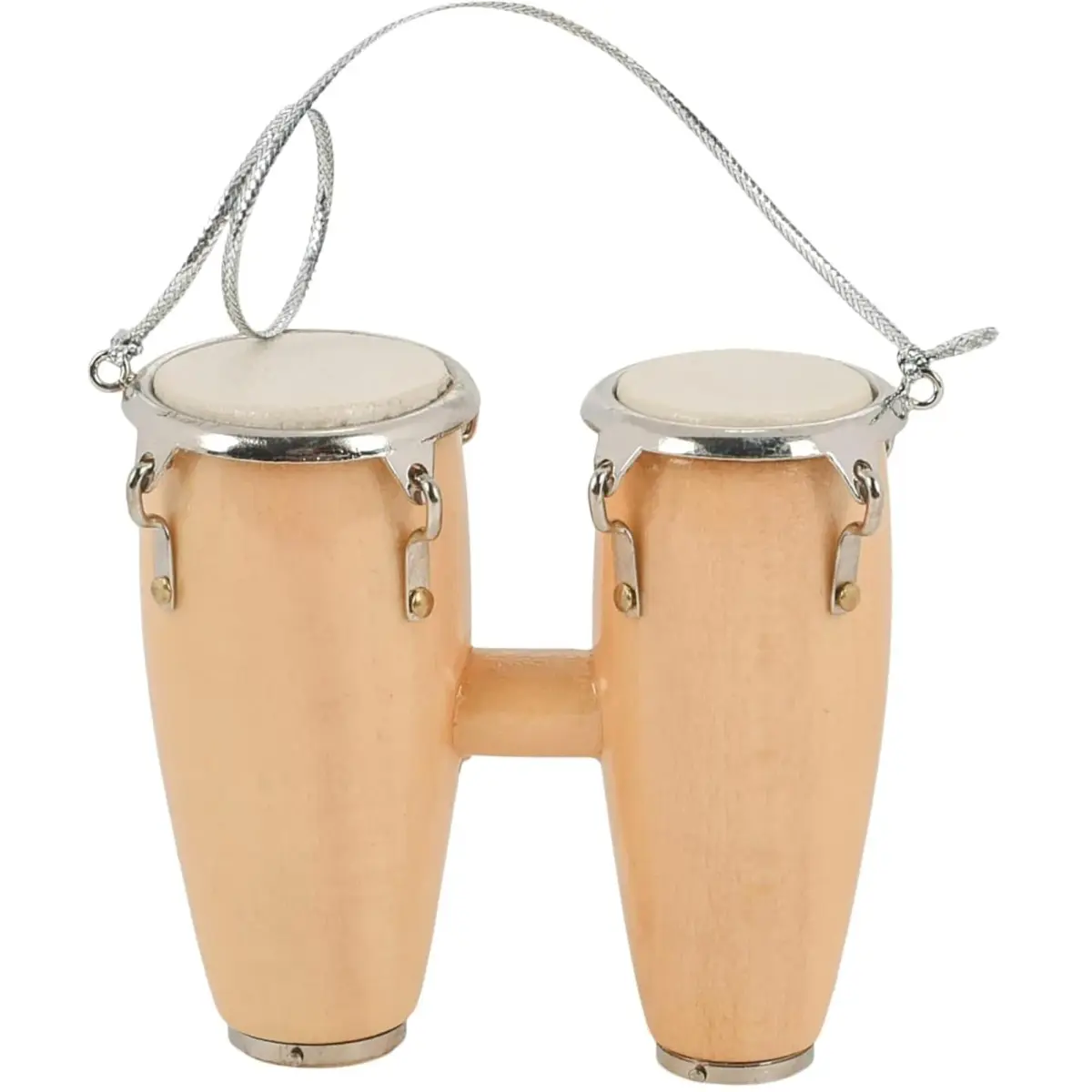 Broadway Gifts Natural Brown Wood & Brass Double Conga Drum Ornament | Realistic Musician Decor - view 7
