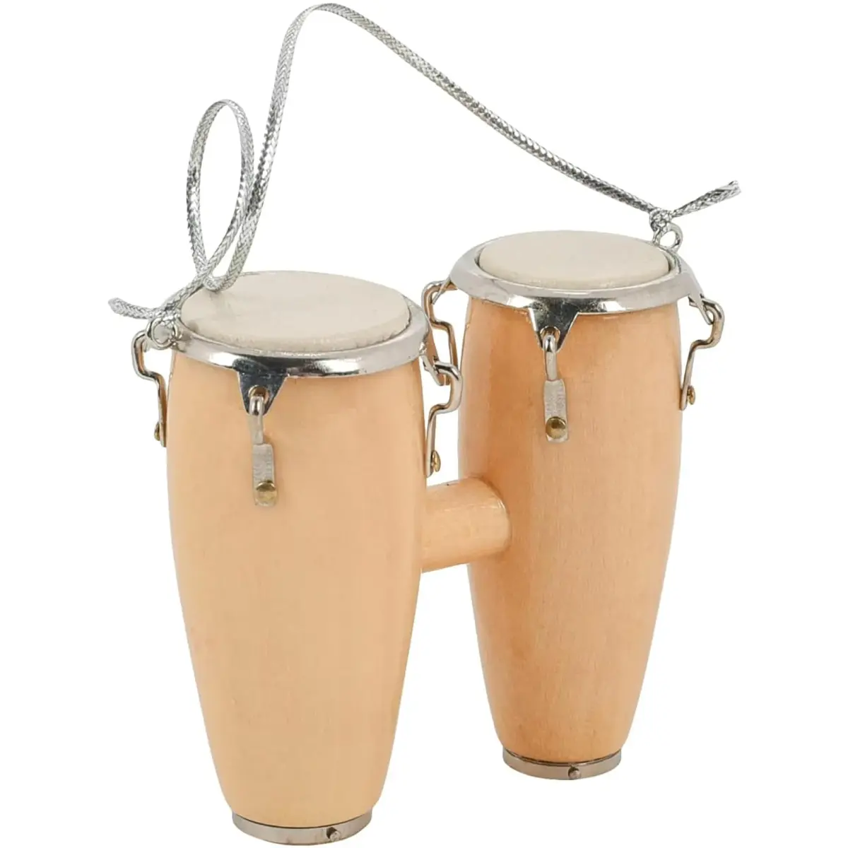 Broadway Gifts Natural Brown Wood & Brass Double Conga Drum Ornament | Realistic Musician Decor - view 8