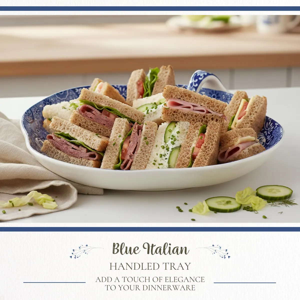 Spode Blue Italian 7.5" Handled Tray | Elegant Porcelain Serveware with Heritage Appeal - view 2
