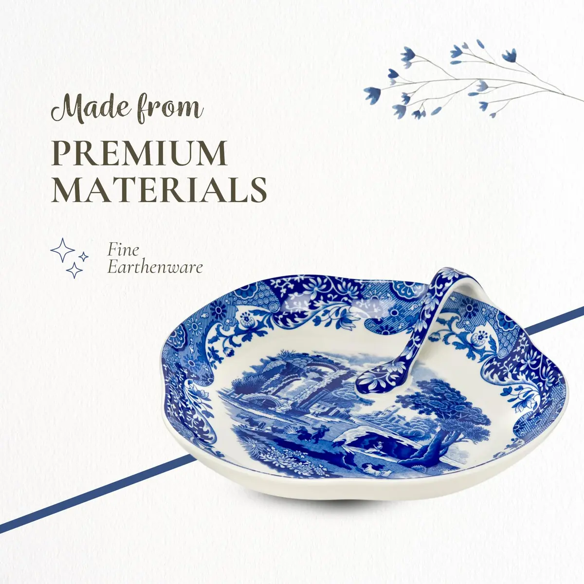 Spode Blue Italian 7.5" Handled Tray | Elegant Porcelain Serveware with Heritage Appeal - view 4