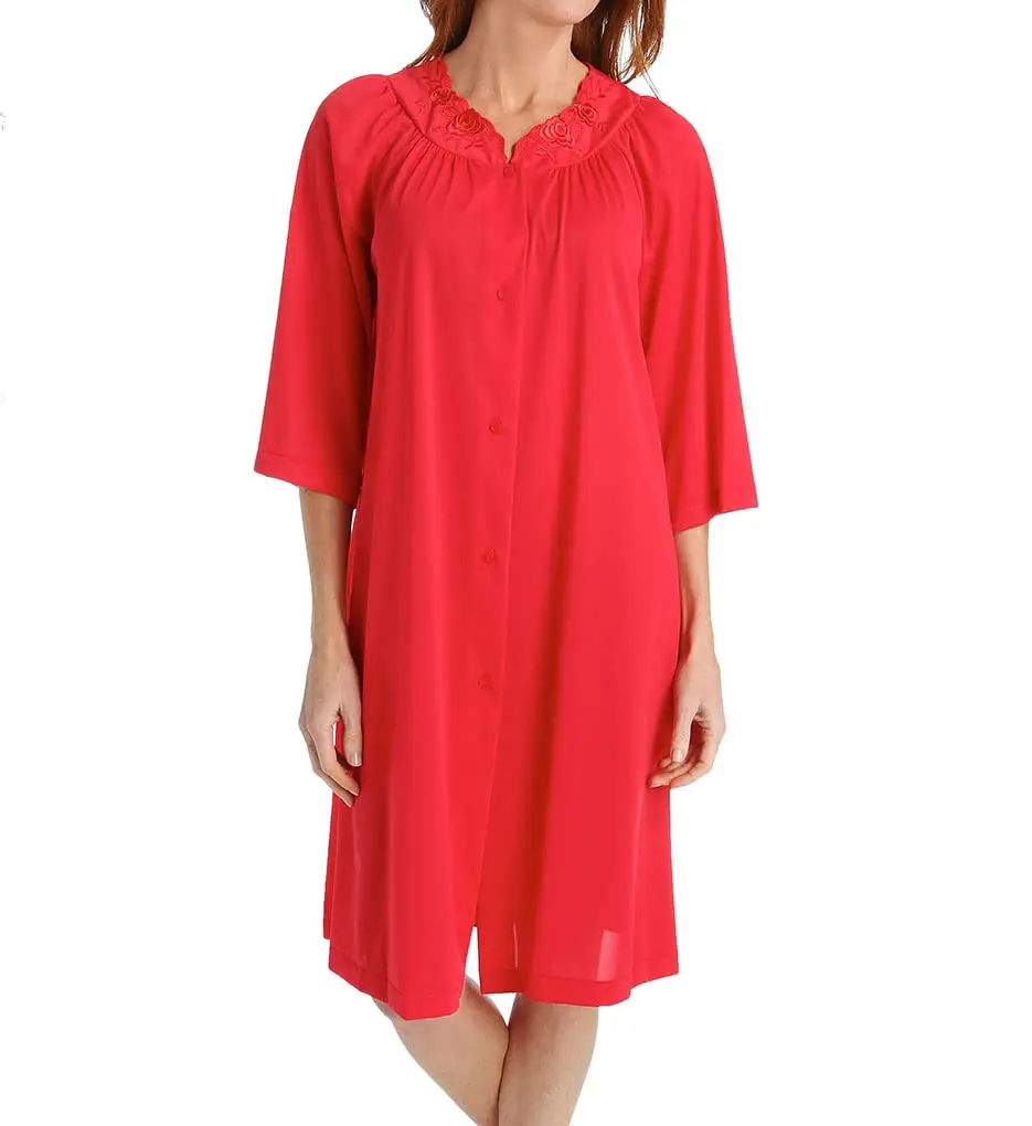 Shadowline Petals 3/4 Sleeve Waltz Coat 41" | Feminine Floral Embroidered Nightgown - view 3
