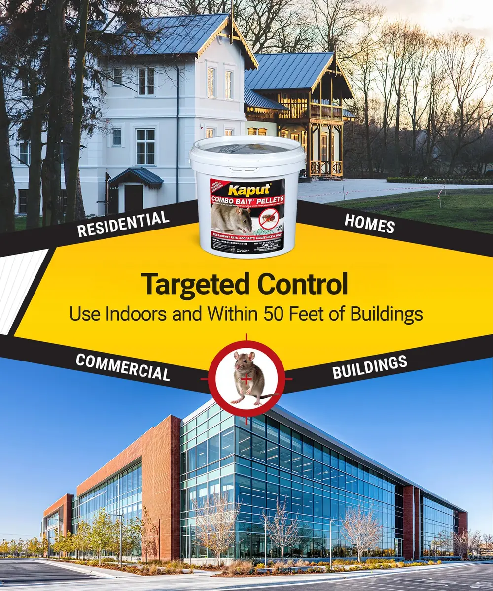 Kaput Combo Bait Pellets Rat & Flea Killer with Warfarin & Imidacloprid, 64 oz (32 x 2oz Place Packs) | EPA Registered Rodenticide - view 5
