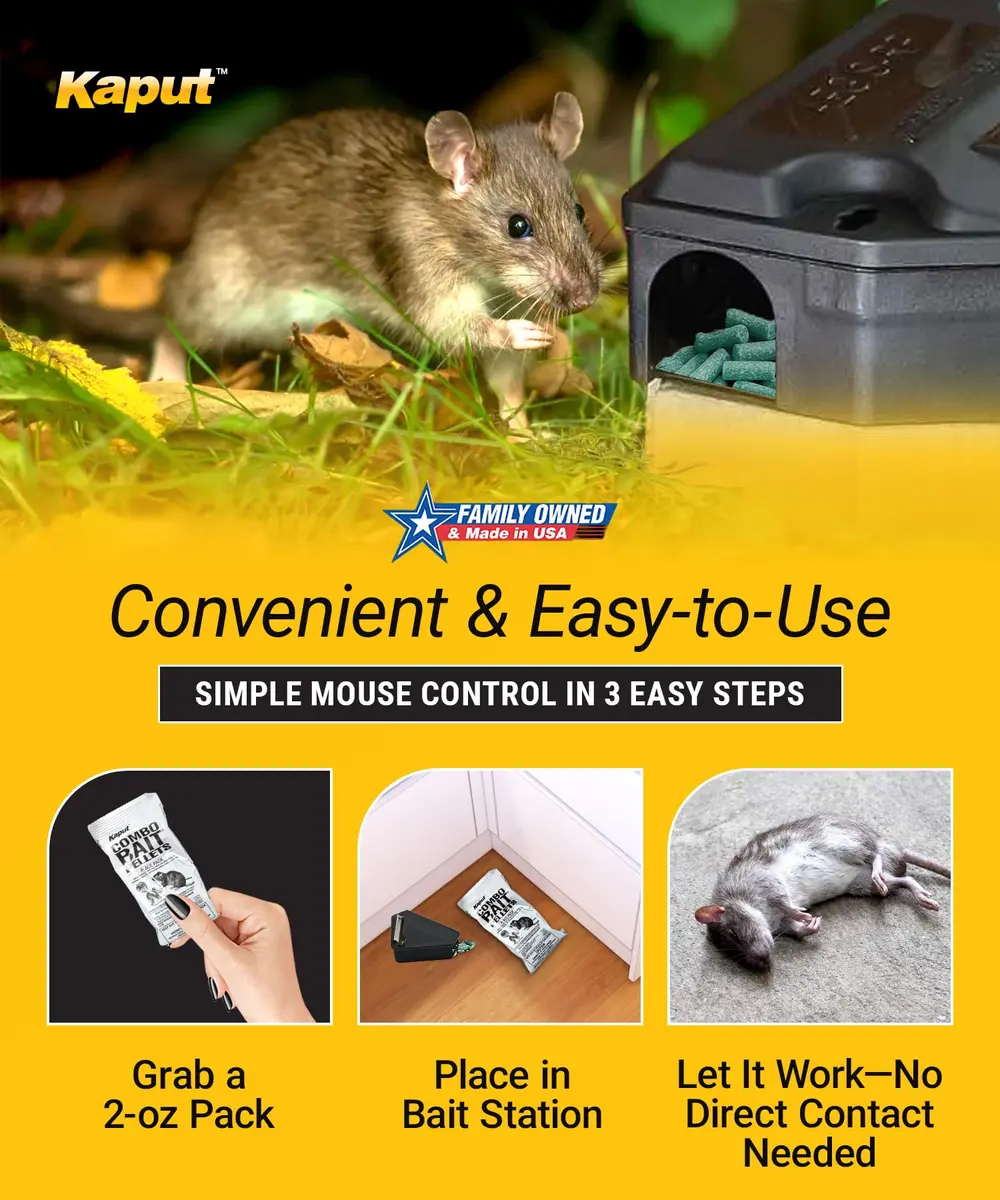 Kaput Combo Bait Pellets Rat & Flea Killer with Warfarin & Imidacloprid, 64 oz (32 x 2oz Place Packs) | EPA Registered Rodenticide - view 4
