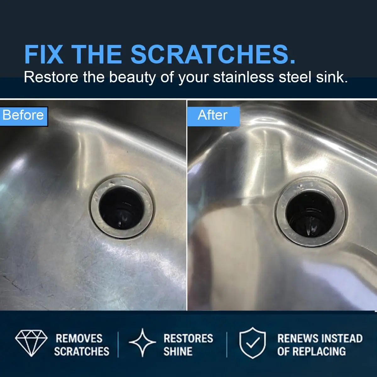 Scratch Pro Stainless Steel Sink Scratch Remover & Polishing Kit | 3-Step Diamond Technology for Dull & Scratched Surfaces - view 2