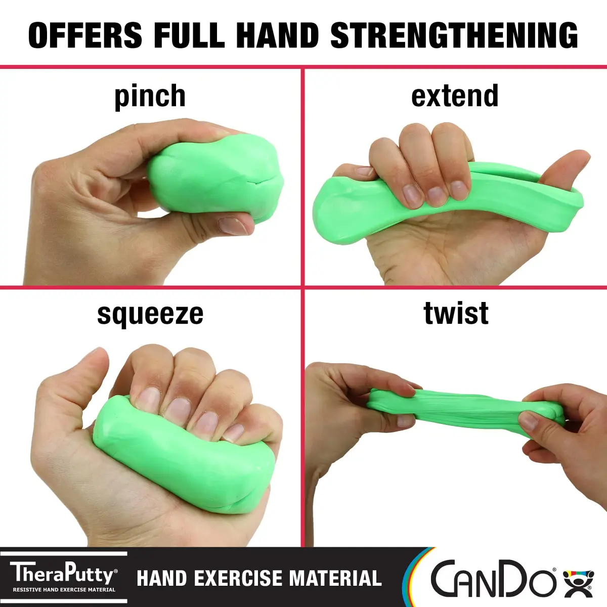 CanDo TheraPutty Standard Hand Exercise Putty, MEDIUM, 2oz (57g) | Rehabilitation & Strengthening Aid - view 3