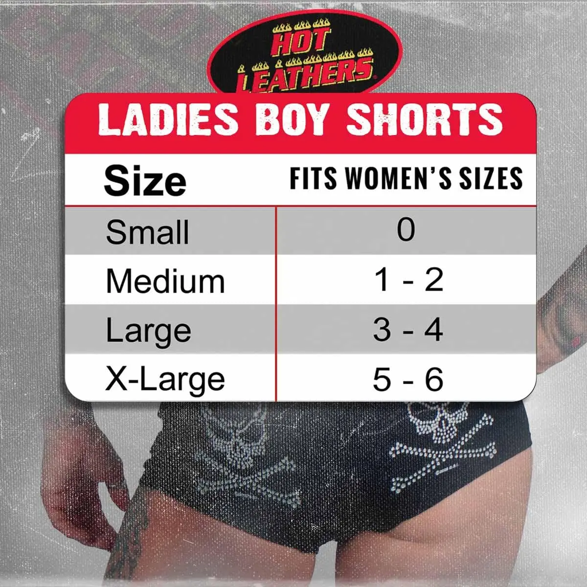 Hot Leathers Boy Shorts Skull & Crossbones M | Sexy Printed Cotton-Spandex Underwear - view 3